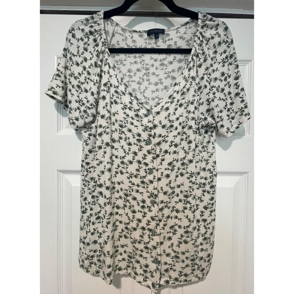Patprimo Womens Floral Button Up Top Size M Cottagecore Forest Fairy Dainty Soft